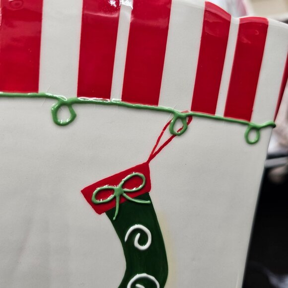 VTG Set Of 3 Holiday Food Safe Ceramic Stacking Containers Christmas Decor - Picture 12 of 16